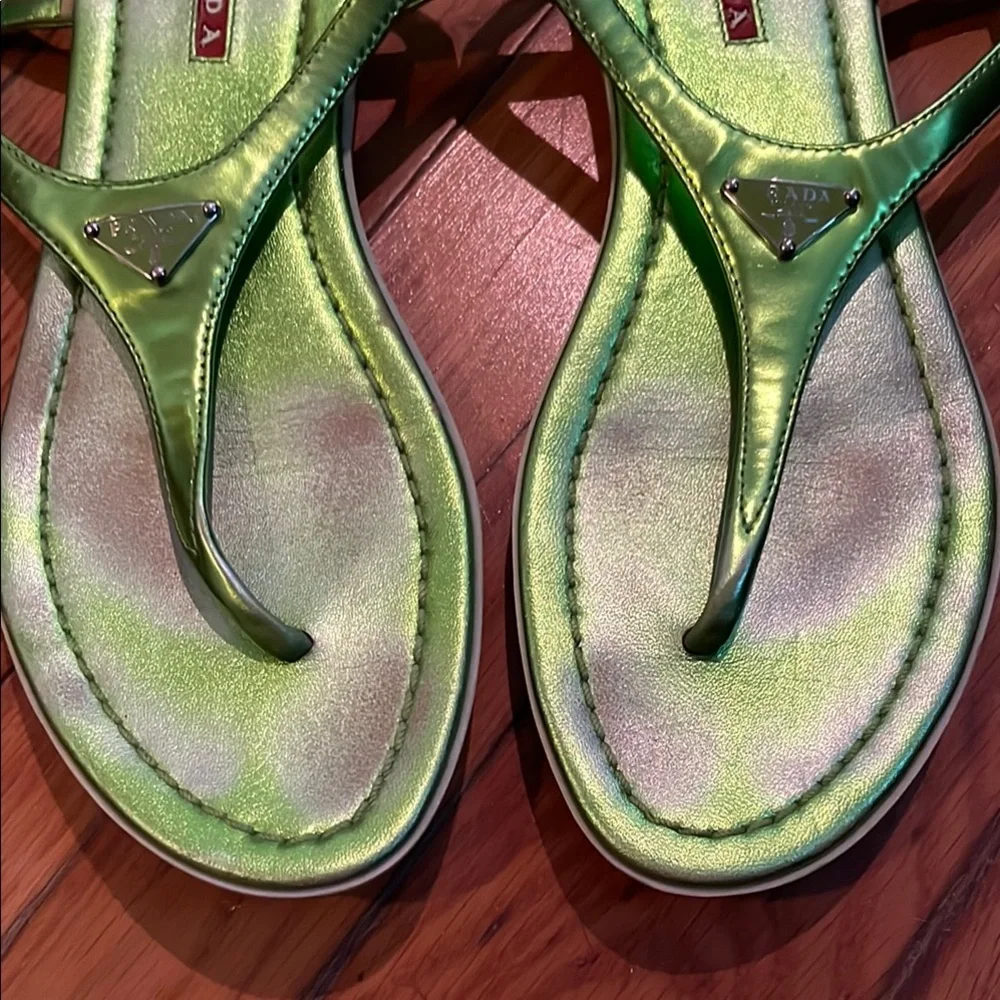 Prada Green Sandals Sleek Minimalist Design